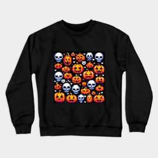 PATRON CALABAZAS Y CALAVERAS PIXELADAS 1 Crewneck Sweatshirt